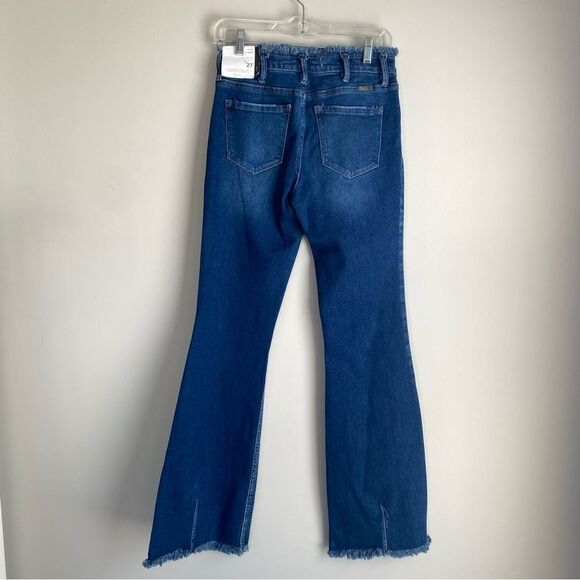 Kancan Veronica Mid Rise Frayed Waist Flare Jeans Button Fly Western Country - Picture 8 of 10